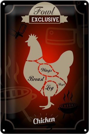 Schild Blech 20x30cm - Made in Germany - Fleisch Fowl exklusive chicken Metall Deko Blechschild