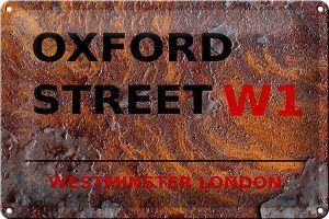 Schild Blech 30x20cm - Made in Germany - London Westminster Oxford Street W1 Metall Deko Blechschild
