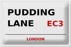 Schild Blech 30x20cm - Made in Germany - London Pudding Lane EC3 Metall Deko Blechschild