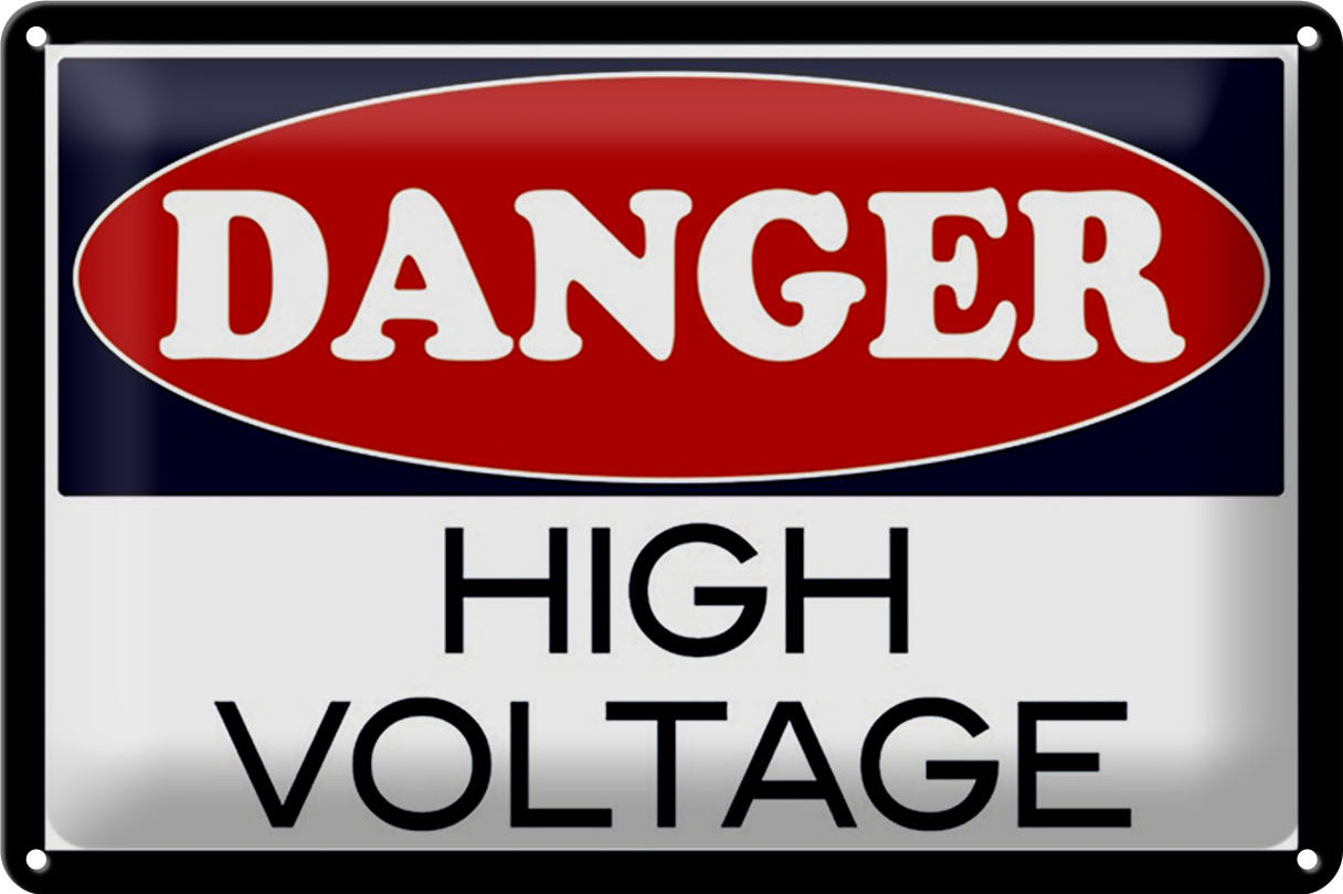 Schild Blech 30x20cm - Made in Germany - Spruch Danger high voltage Metall Deko Blechschild