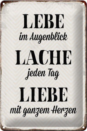 Schild Blech 20x30cm - Made in Germany - Spruch Lebe Lache jeden Tag Liebe Metall Deko Blechschild