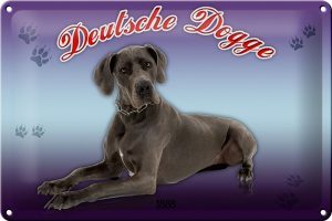 Schild Blech 30x20cm - Made in Germany - Hund Deutsche Dogge 1888 Metall Deko Blechschild