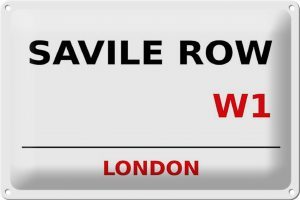 Schild Blech 30x20cm - Made in Germany - London Savile Row W1 Metall Deko Blechschild