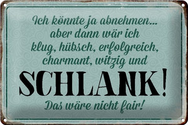 Schild Blech 30x20cm - Made in Germany - Spruch könnte abnehmen dann klug hübsch Metall Deko Blechschild