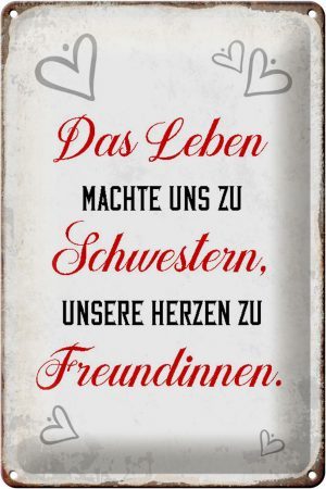 Schild Blech 20x30cm - Made in Germany - Spruch Leben machte uns zu Schwestern Metall Deko Blechschild