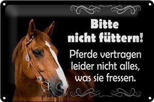 Schild Blech 30x20cm - Made in Germany - Spruch bitte nicht füttern Pferde Metall Deko Blechschild