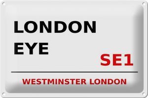 Schild Blech 30x20cm - Made in Germany - London Westminster London Eye SE1 Metall Deko Blechschild