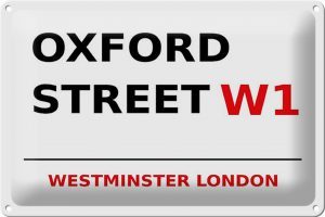 Schild Blech 30x20cm - Made in Germany - London Westminster Oxford Street W1 Metall Deko Blechschild