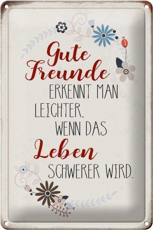 Schild Blech 20x30cm - Made in Germany - Spruch gute Freunde erkennt Metall Deko Blechschild