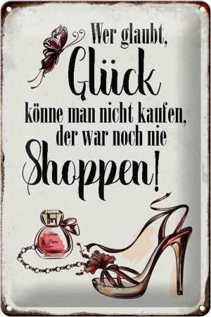 Schild Blech 20x30cm - Made in Germany - Spruch Glück nicht kaufen shoppen Metall Deko Blechschild