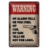 Schild Blech 20x30cm - Made in Germany - Spruch warning my alarm tells my car Metall Deko Blechschild