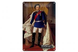 Schild Blech 20x30cm - Made in Germany - Portrait Ludwig II König 1845 Bayern Metall Deko Blechschild