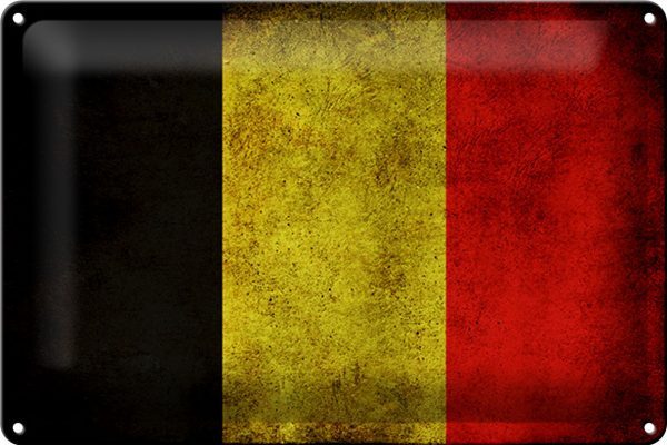 Schild Blech 30x20cm - Made in Germany - Flagge Belgien Fahne Metall Deko Blechschild