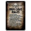 Schild Blech 20x30cm - Made in Germany - Spruch man cave rules Totenkopf Metall Deko Blechschild