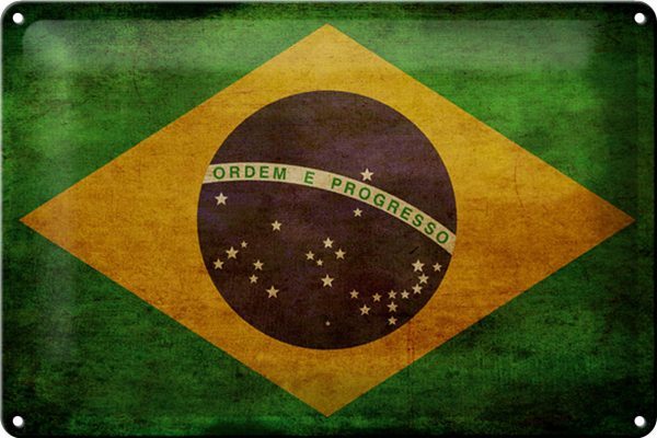Schild Blech 30x20cm - Made in Germany - Flagge Brasilien Metall Deko Blechschild