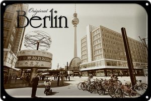 Schild Blech 30x20cm - Made in Germany - Berlin original Fernsehturm Foto Metall Deko Blechschild