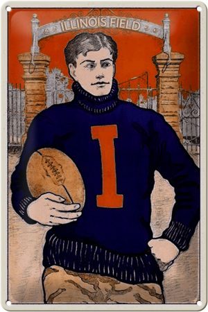 Schild Blech 20x30cm - Made in Germany - American Football Illinois field Metall Deko Blechschild
