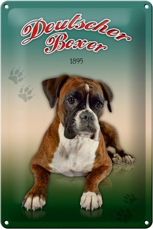 Schild Blech 20x30cm - Made in Germany - Hund Deutscher Boxer 1895 Metall Deko Blechschild