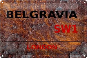 Schild Blech 30x20cm - Made in Germany - London Street Belgravia SW1 Rost Metall Deko Blechschild