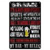 Schild Blech 20x30cm - Made in Germany - Spruch Bar rules Bier my bar my rules Metall Deko Blechschild