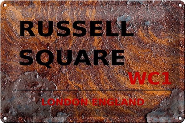 Schild Blech 30x20cm - Made in Germany - London England Russell Square WC1 Rost Metall Deko Blechschild