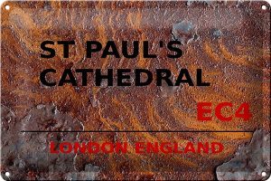 Schild Blech 30x20cm - Made in Germany - London England St Pauls Cathedral EC4 Metall Deko Blechschild