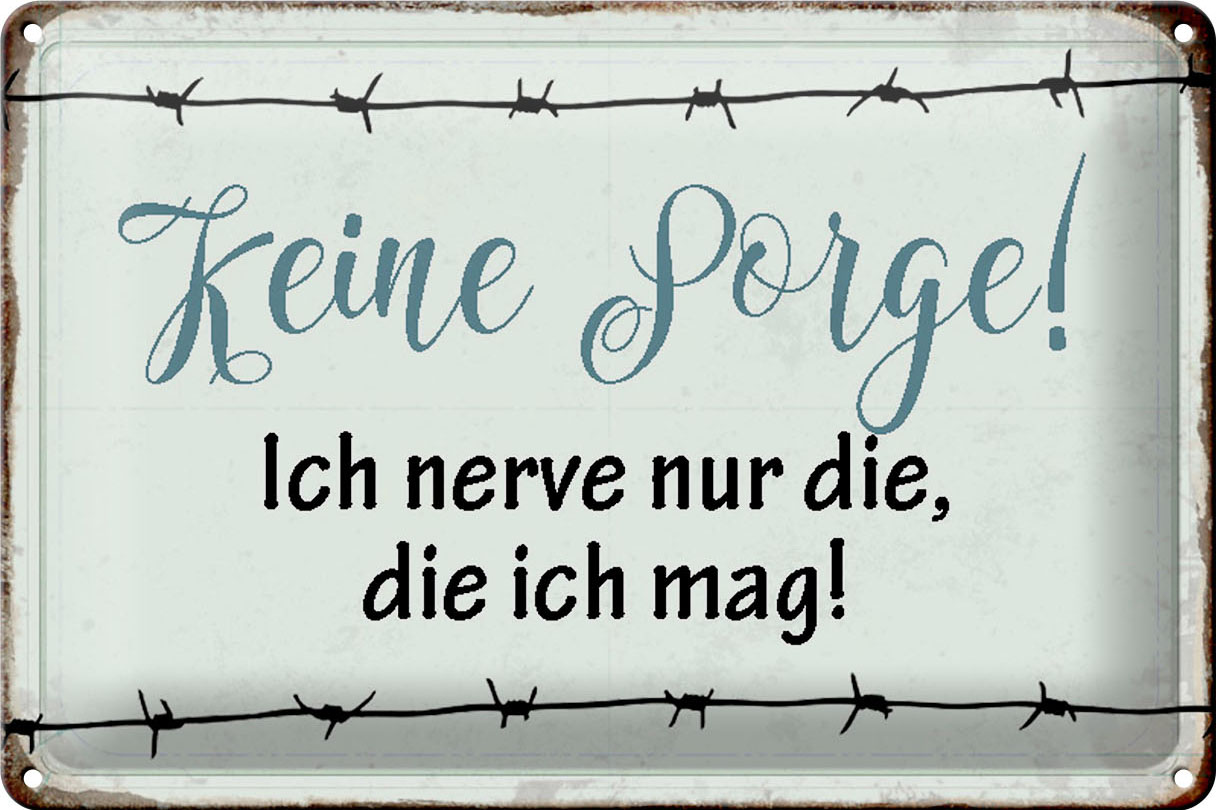 Schild Blech 30x20cm - Made in Germany - Spruch keine Sorge ich nerve nur die ich mag Metall Deko Blechschild