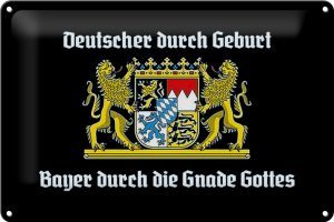 Schild Blech 30x20cm - Made in Germany - Spruch Deutscher durch Geburt Bayer Metall Deko Blechschild