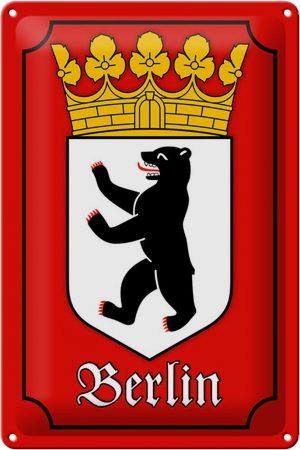 Schild Blech 20x30cm - Made in Germany - Wappen Berlin Bundesland Metall Deko Blechschild