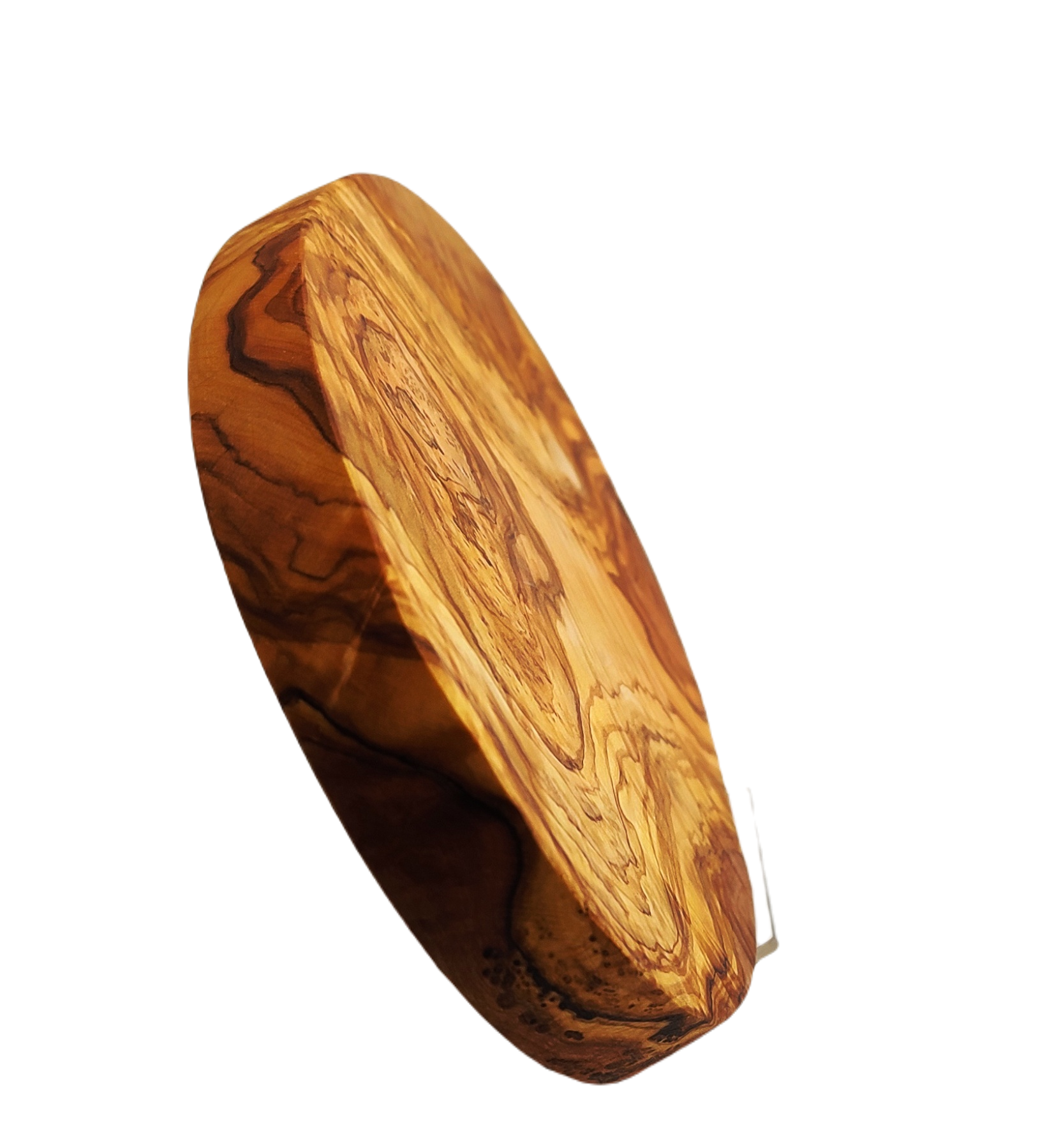 Handgemachtes Frühstücksbrett aus Olivenholz - 30 cm oval, robust und optisch ansprechend – Bild 5