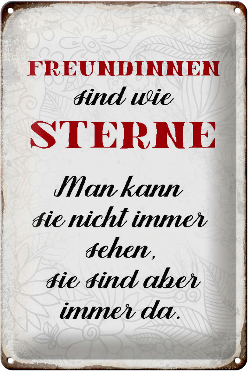Schild Blech 20x30cm - Made in Germany - Spruch Freundinnen sind wie Sterne Metall Deko Blechschild