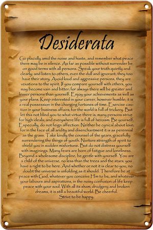 Schild Blech 20x30cm - Made in Germany - Spruch Desiderata Gedicht Englisch Metall Deko Blechschild