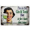 Schild Blech 30x20cm - Made in Germany - Spruch Im on the Gin & Tonic Diet Metall Deko Blechschild