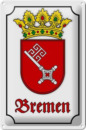 Schild Blech 20x30cm - Made in Germany - Wappen Bremen Stadtwappen Stadt Metall Deko Blechschild