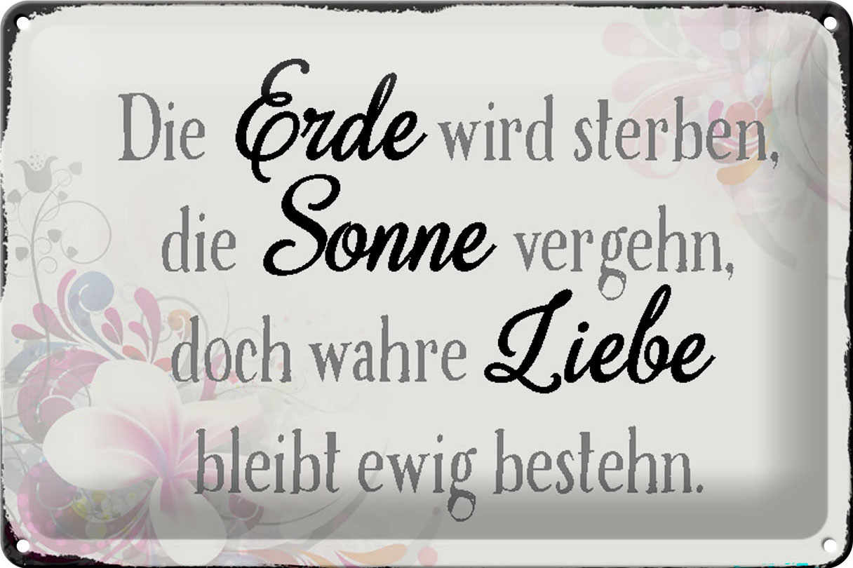 Schild Blech 30x20cm - Made in Germany - Spruch wahre Liebe bleibt ewig bestehn Metall Deko Blechschild – Bild 2