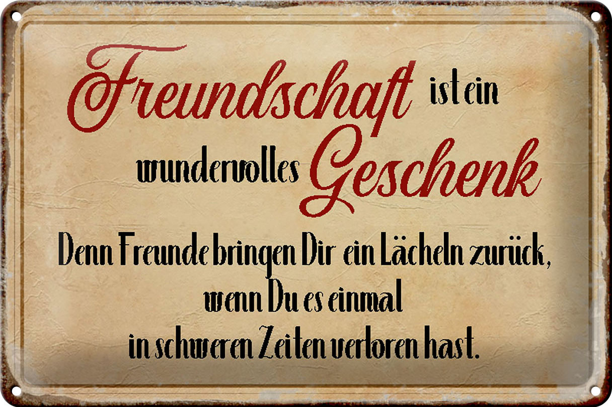 Schild Blech 30x20cm - Made in Germany - Spruch Freundschaft ist ein Metall Deko Blechschild