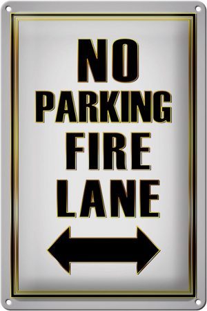 Schild Blech 20x30cm - Made in Germany - Spruch No Parking fire lane left right Metall Deko Blechschild