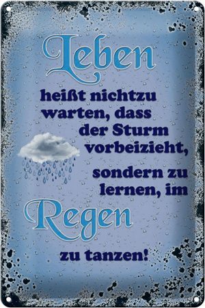 Schild Blech 20x30cm - Made in Germany - Spruch Leben heißt nicht zu warten dass Metall Deko Blechschild