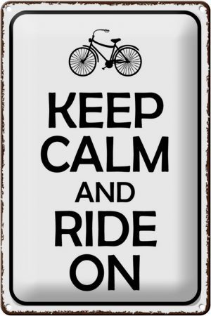 Schild Blech 20x30cm - Made in Germany - Spruch Keep Calm and Ride on Metall Deko Blechschild
