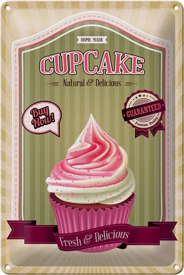 Schild Blech 30x20cm - Made in Germany - Essen Cupcake natural Delicious home Metall Deko Blechschild