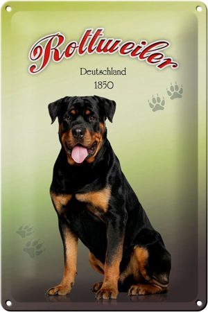 Schild Blech 20x30cm - Made in Germany - Hund Rottweiler Deutschland 1850 Metall Deko Blechschild