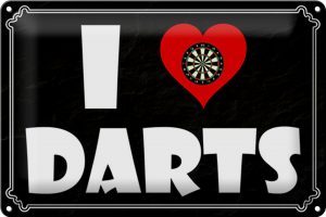 Schild Blech 30x20cm - Made in Germany - Spruch i Love Darts Metall Deko Blechschild