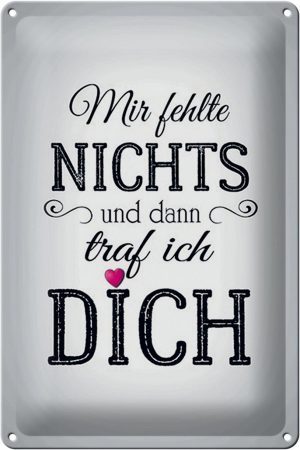 Schild Blech 20x30cm - Made in Germany - Spruch und dann traf ich DICH Herz Metall Deko Blechschild