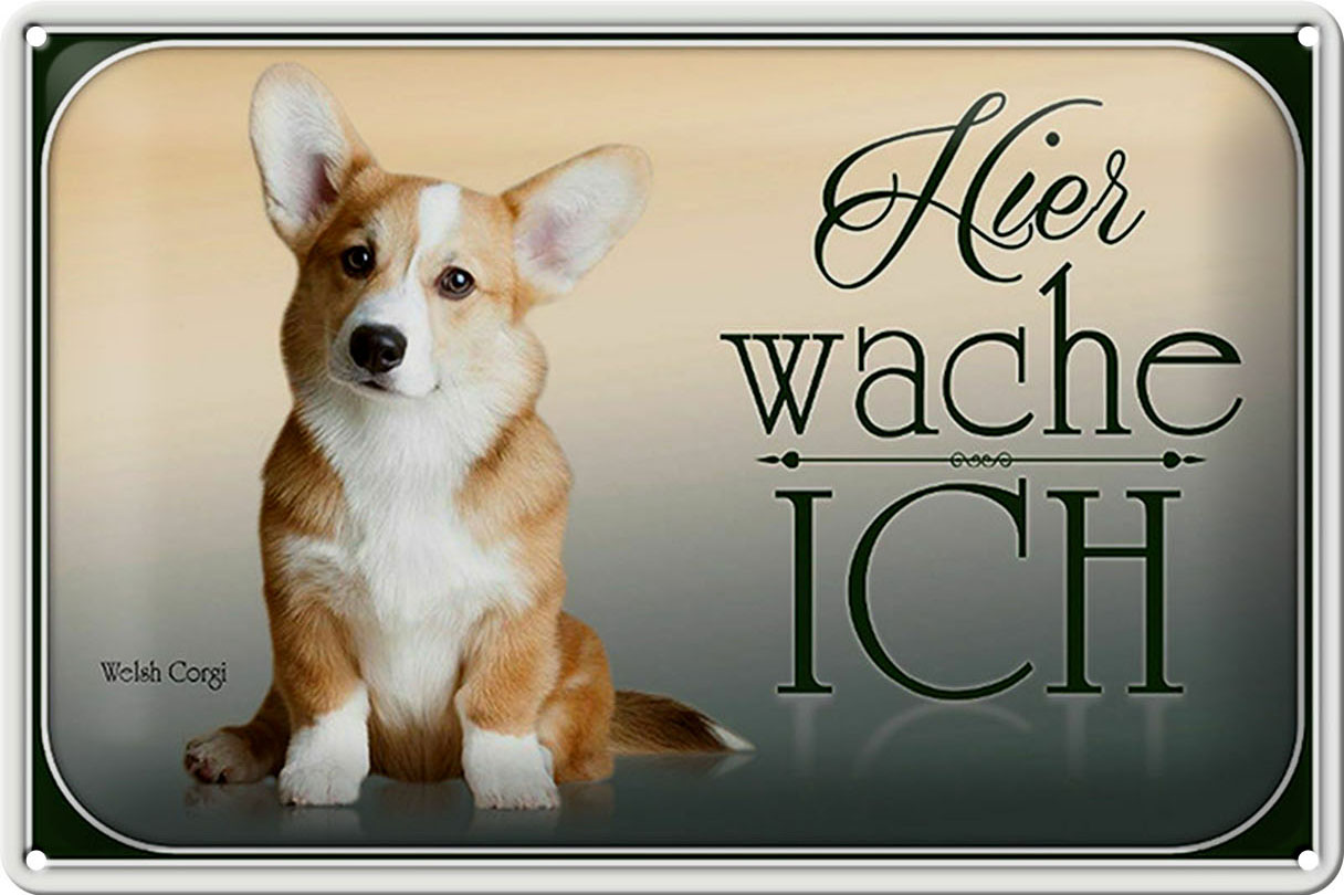 Schild Blech 30x20cm - Made in Germany - Hund Chihuahua hier wache ich Metall Deko Blechschild