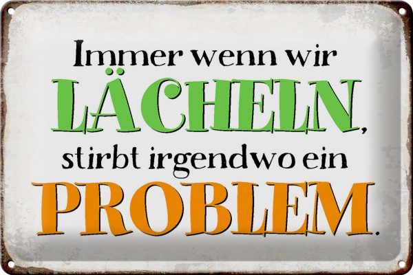 Schild Blech 30x20cm - Made in Germany - Spruch wenn wir lachen stirbt Problem Metall Deko Blechschild – Bild 2