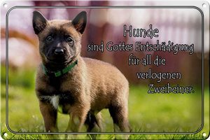 Schild Blech 30x20cm - Made in Germany - Spruch Hunde sind Gottes Entschädigung Metall Deko Blechschild