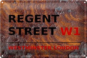 Schild Blech 30x20cm - Made in Germany - London Westminster Regent Street W1 Metall Deko Blechschild