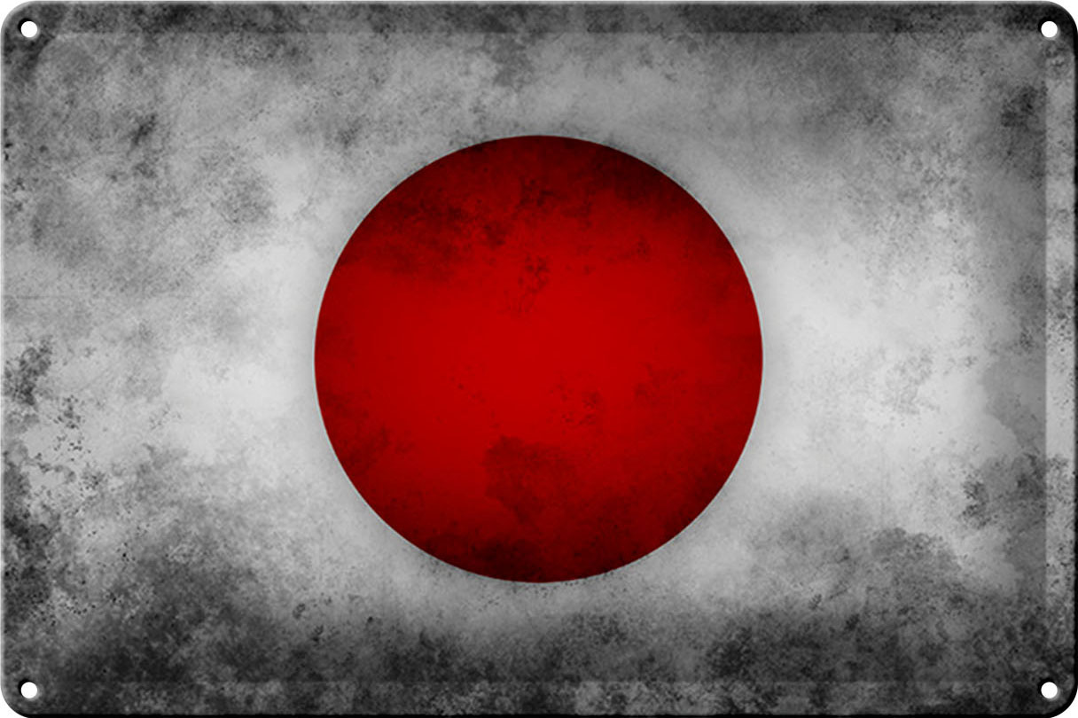 Schild Blech 30x20cm - Made in Germany - Flagge Japan Fahne Metall Deko Blechschild