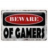 Schild Blech 30x20cm - Made in Germany - Spruch beware of gamers Metall Deko Blechschild