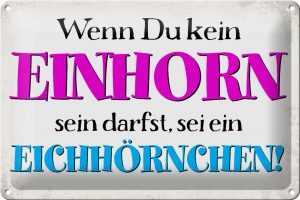 Schild Blech 30x20cm - Made in Germany - Spruch wenn kein Einhorn Eichhörnchen Metall Deko Blechschild